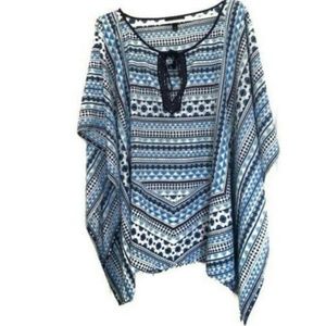 Lane Bryant Blue Pattern Flowy Top